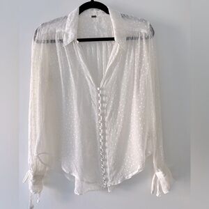 Free People Sheer Button-Down Blouse XS